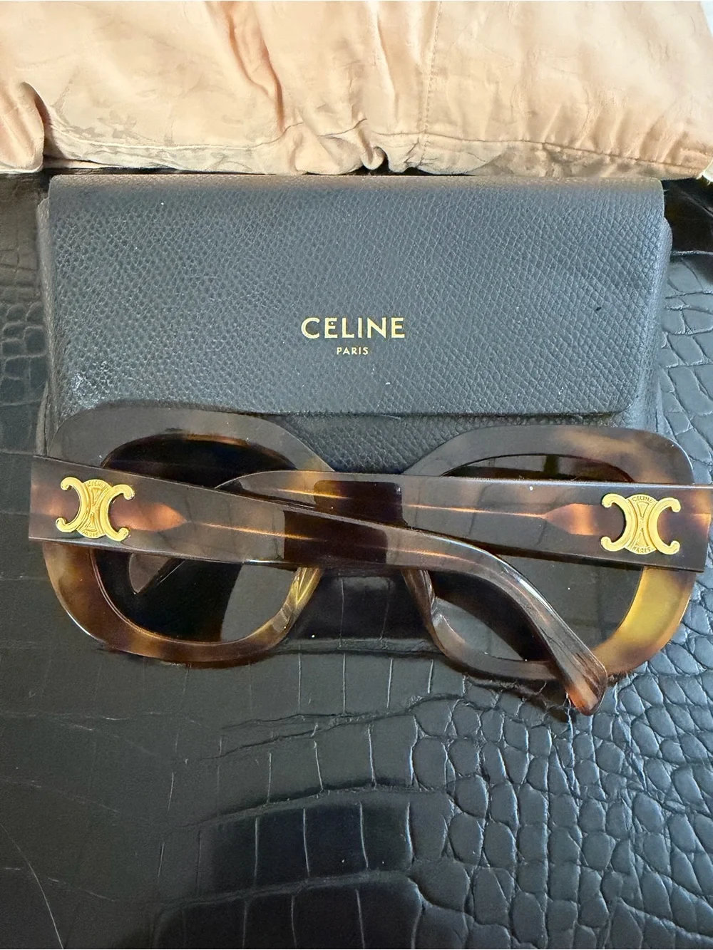 Celine Oversized Tortoiseshell Sunglasses in Brown and Amber